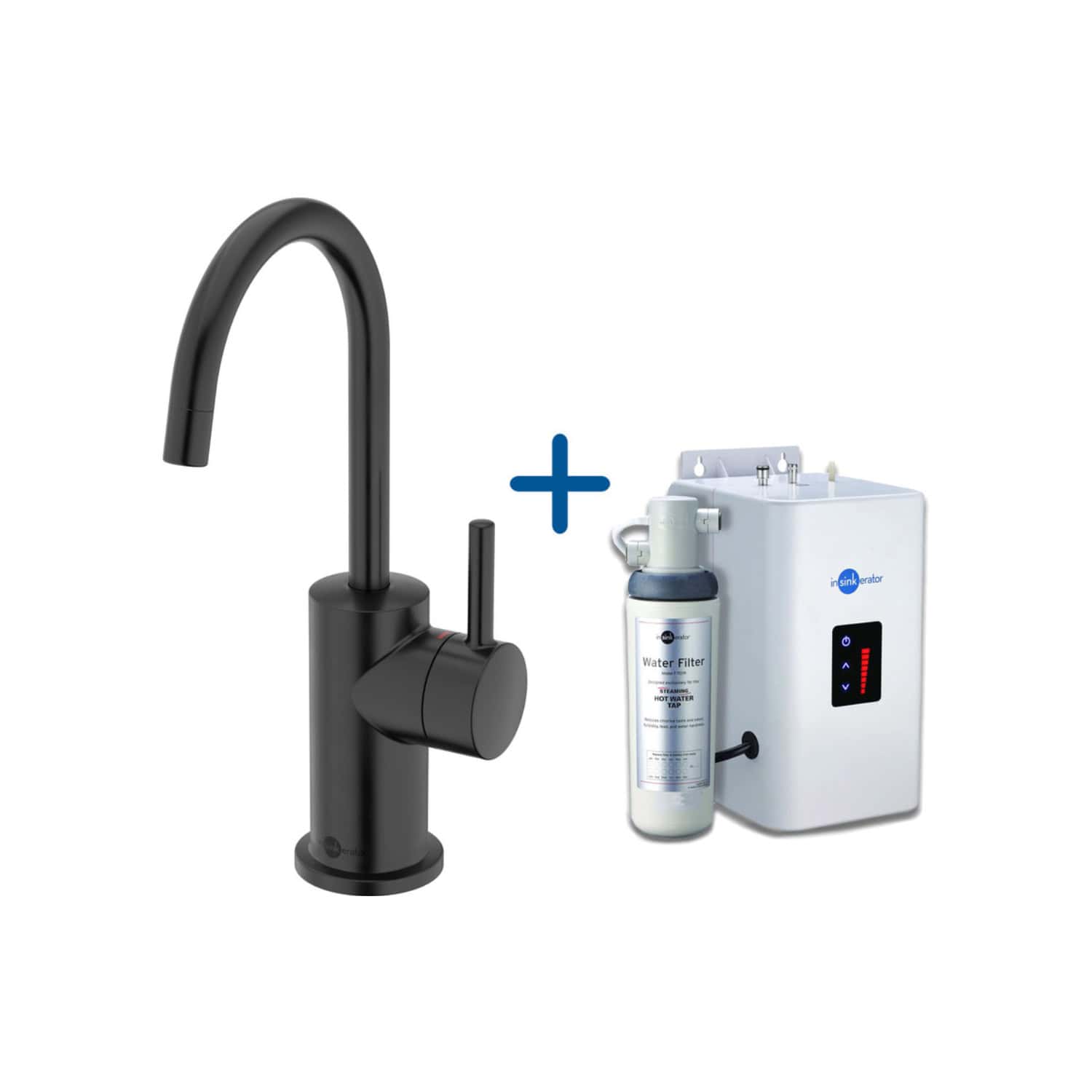 Sleek black kitchen tap with integrated water purifier system, featuring modern design and durable build, ideal for contemporary bathrooms and kitchens.