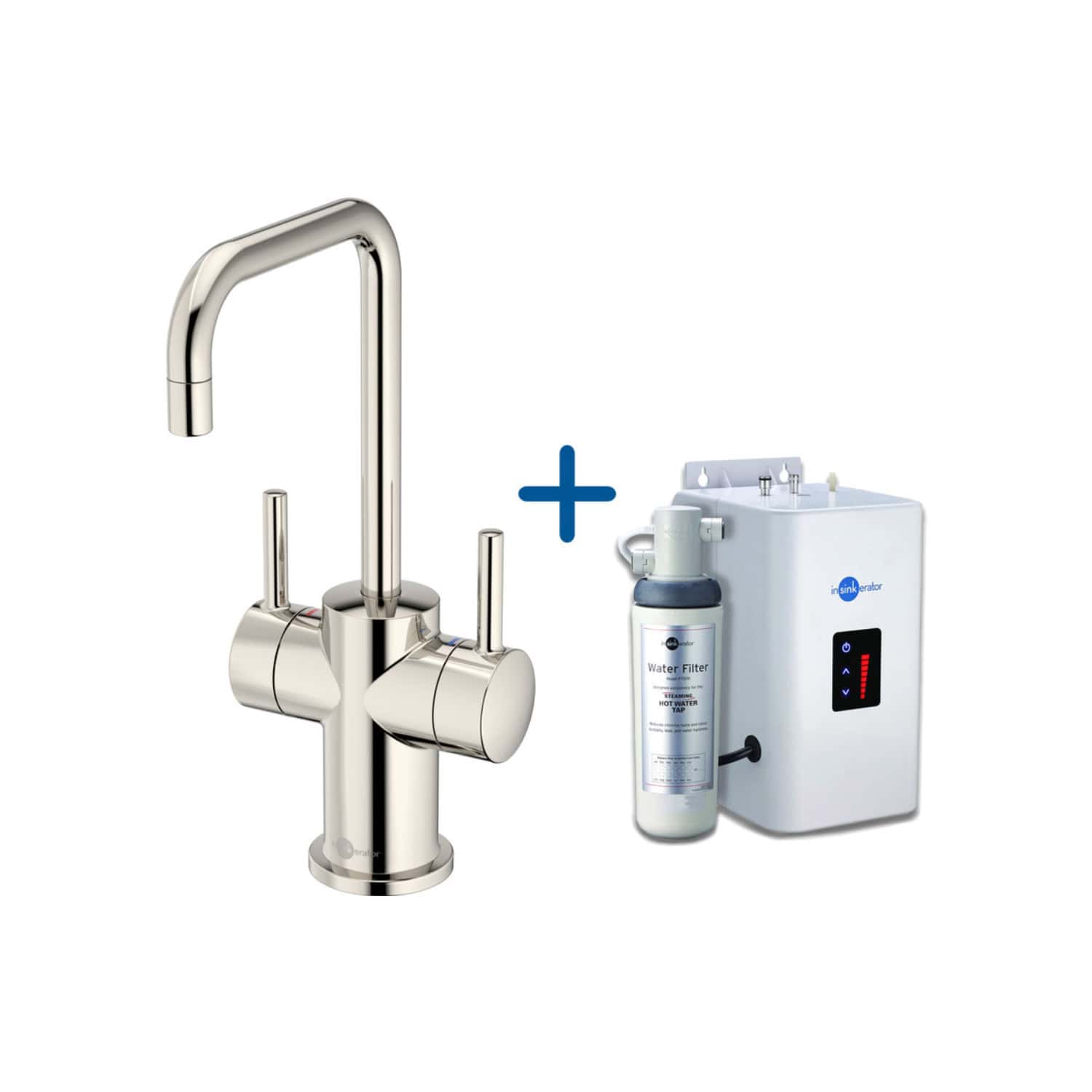Chrome kitchen tap with water filter system for clean, purified drinking water. Efficient filtration unit for residential or commercial use, enhances water quality.