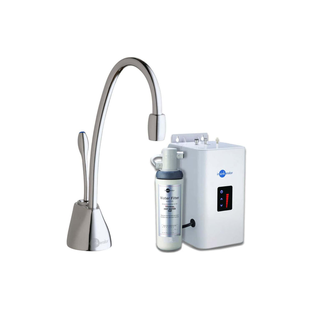 High-quality water filtration system with a sleek, modern chrome tap, filtering water for residential or commercial bathrooms, featuring easy-to-use controls and durable materials.