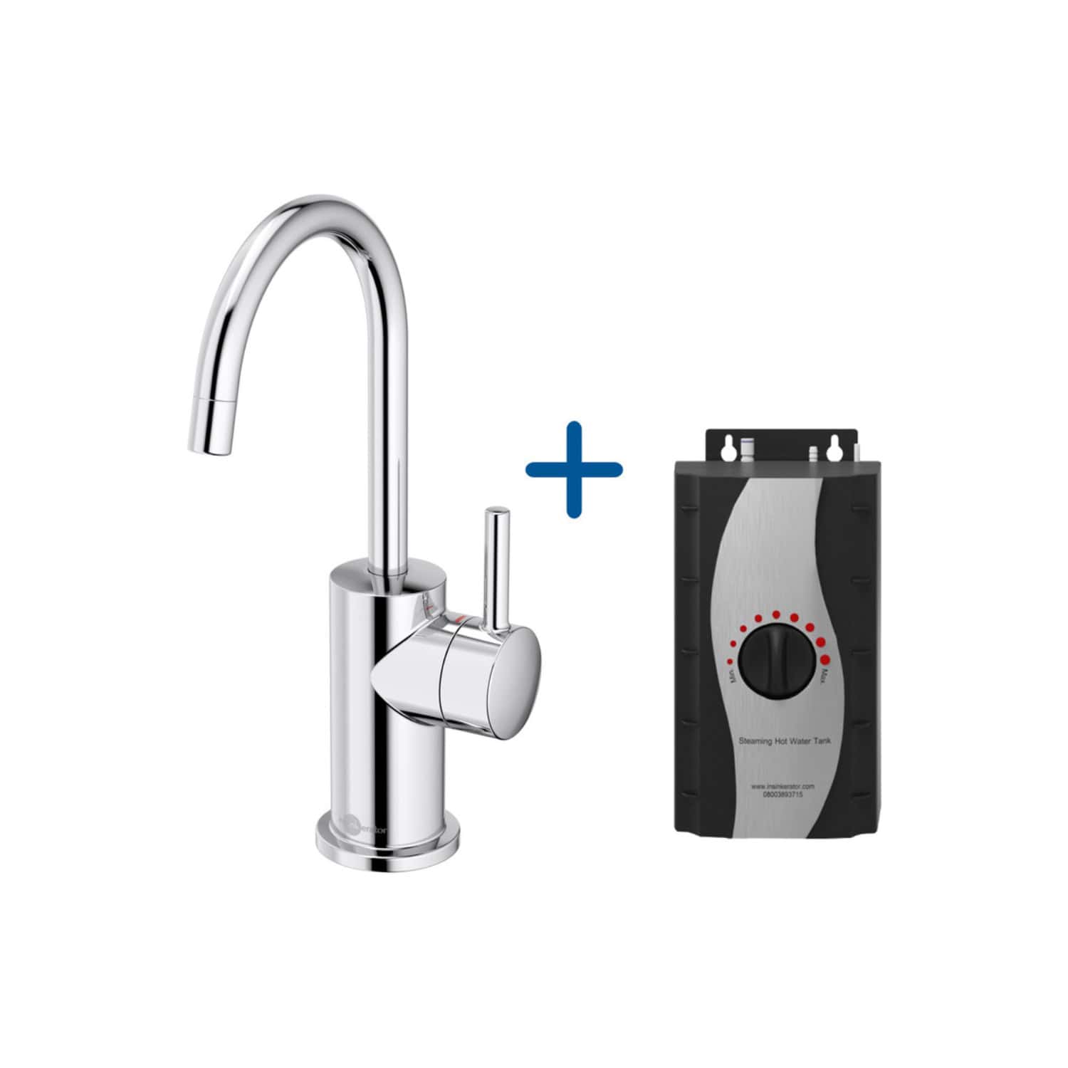 Chrome kitchen tap with integrated water heater controller for bubbling hot water system, ideal for modern bathrooms and kitchens.