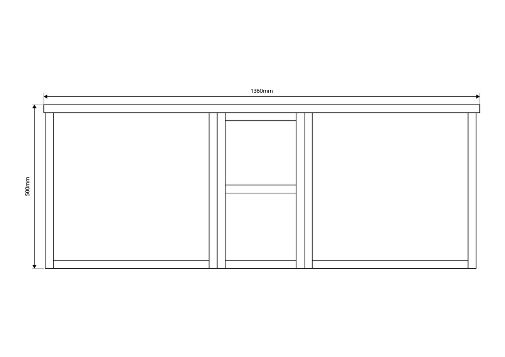 Scudo Alfie 1400mm Wall Hung Vanity Unit With Open Storage, Worktop & 2 Basins