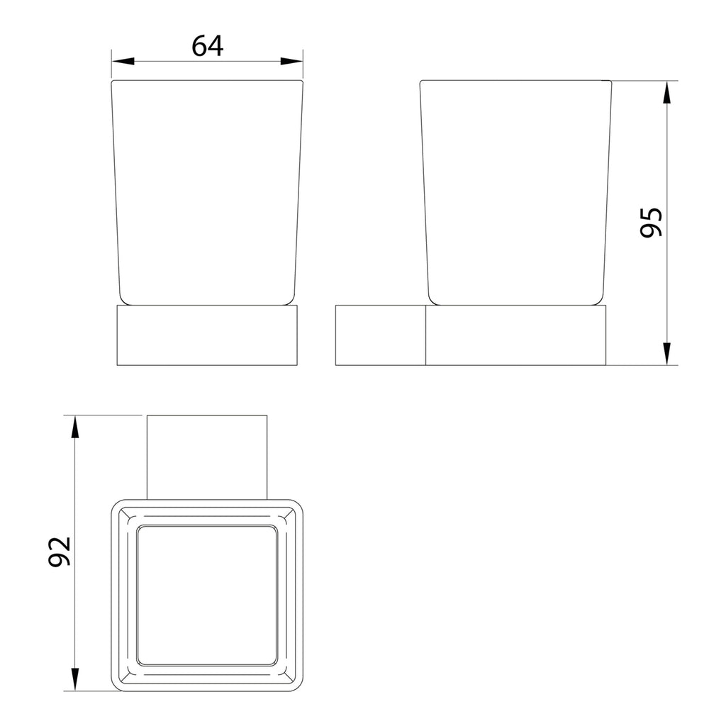 Scudo Alpha Tumbler Holder - Chrome - technical drawing with dimensions