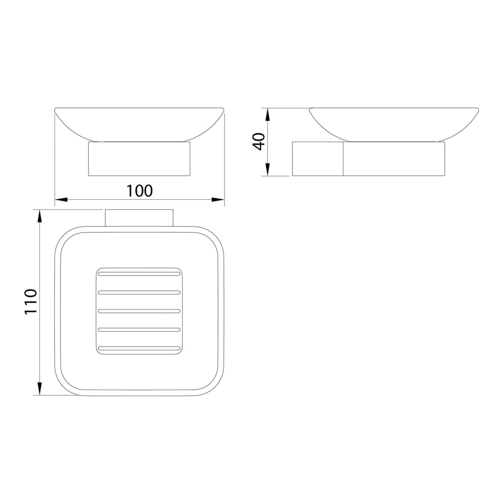 Scudo Alpha Soap Dish Holder - Chrome - technical drawing with dimensions