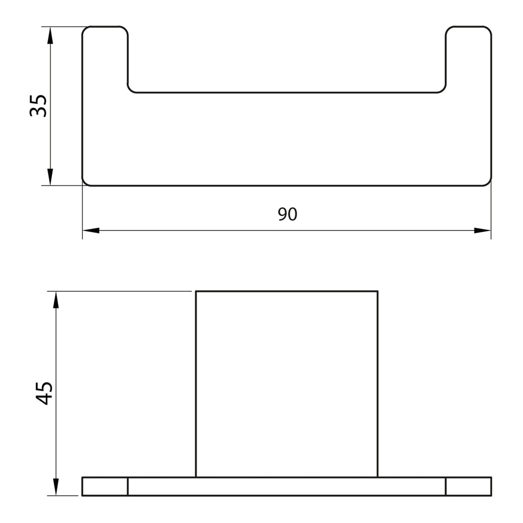 Scudo Alpha Robe Hook - Chrome - technical drawing with dimensions
