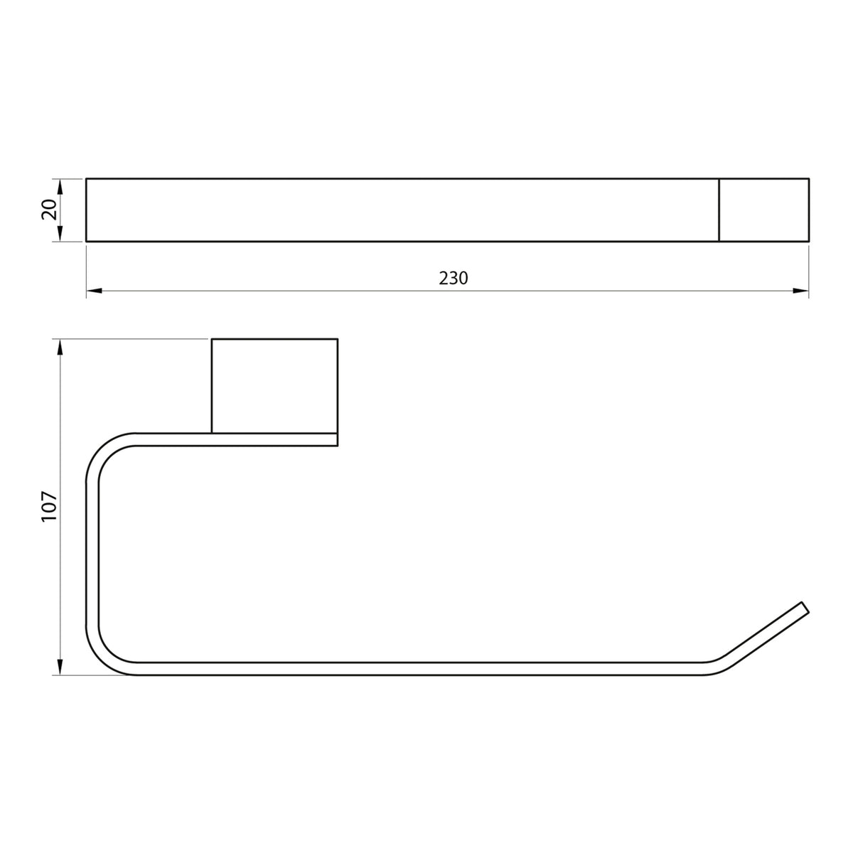 Scudo Alpha Towel Ring - Chrome - technical drawing with dimensions