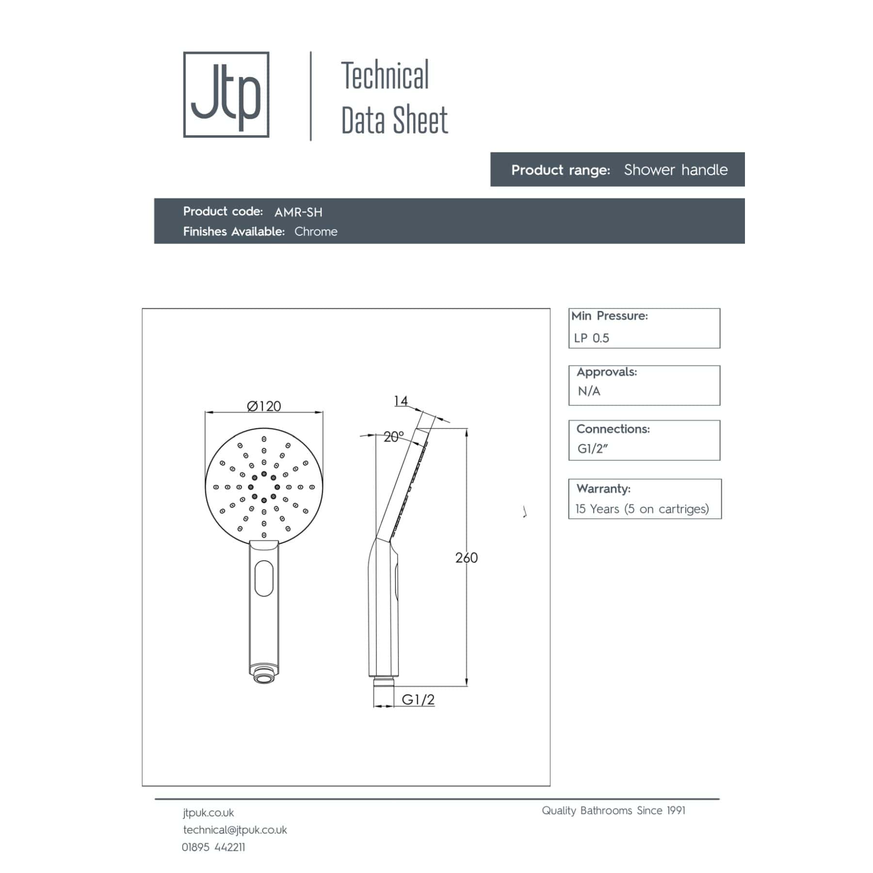 Elegant chrome shower handle with ergonomic design, suitable for modern bathrooms, providing a comfortable and stylish bathing experience. Perfect for updating your bathroom fixtures.