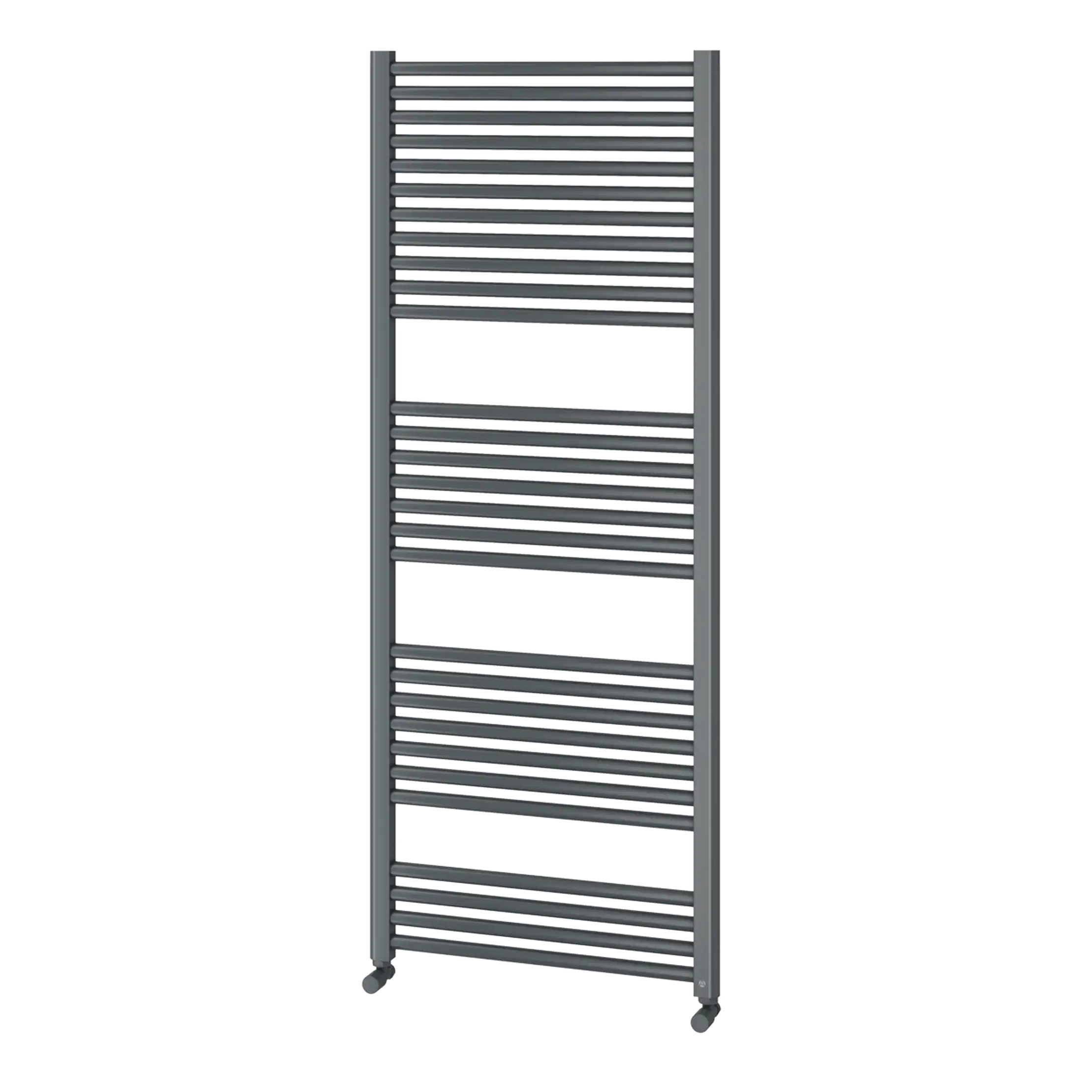Modern heated towel rail in grey finish, ideal for contemporary bathrooms, designed for effective drying and heating, enhancing bathroom comfort and aesthetics.