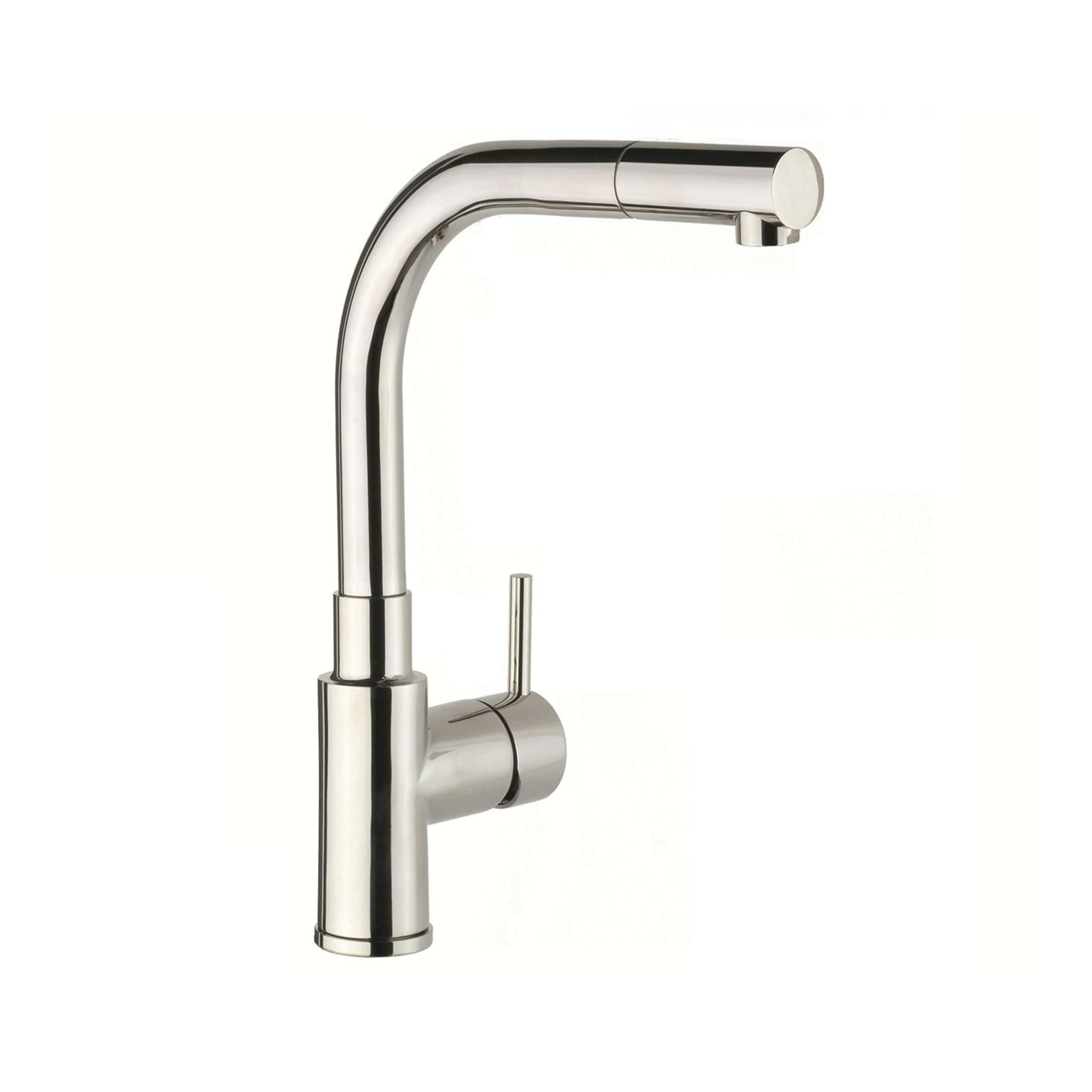 Sleek stainless steel kitchen tap with high arc spout and modern design, ideal for contemporary bathrooms and kitchens. Perfect for easy access and stylish appeal.