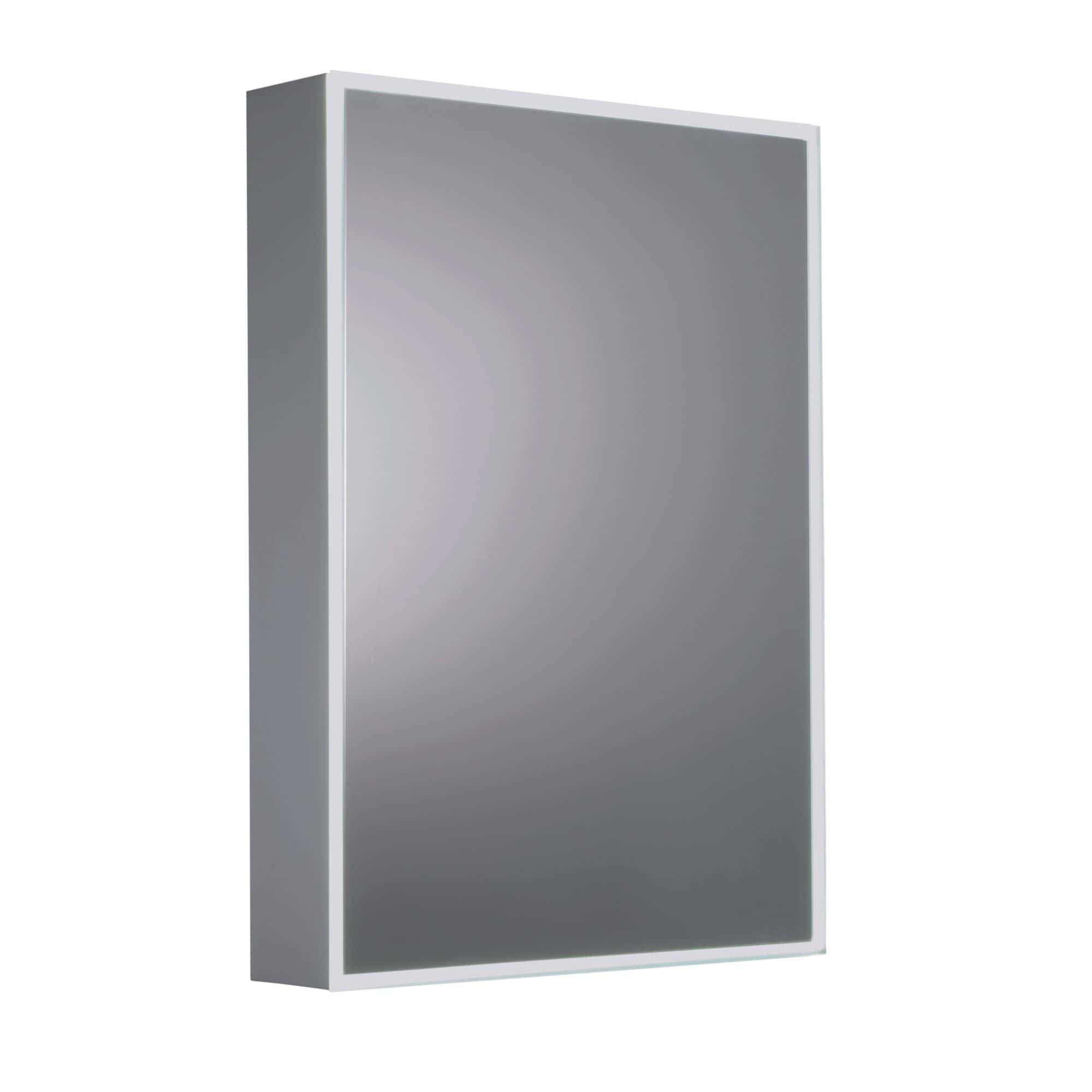 Modern LED bathroom mirror with built-in lighting, ideal for contemporary bathroom decor, offering bright, energy-efficient illumination.