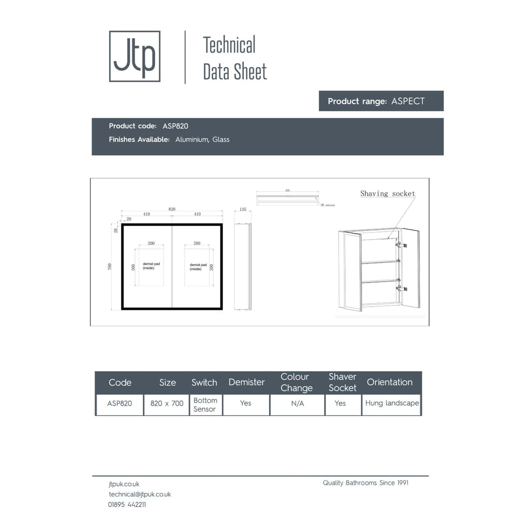 High-quality modern bathroom cabinet with a sleek design, featuring a shaving socket and demister pads, made from durable aluminium or glass finishes, perfect for contemporary bathroom interiors.