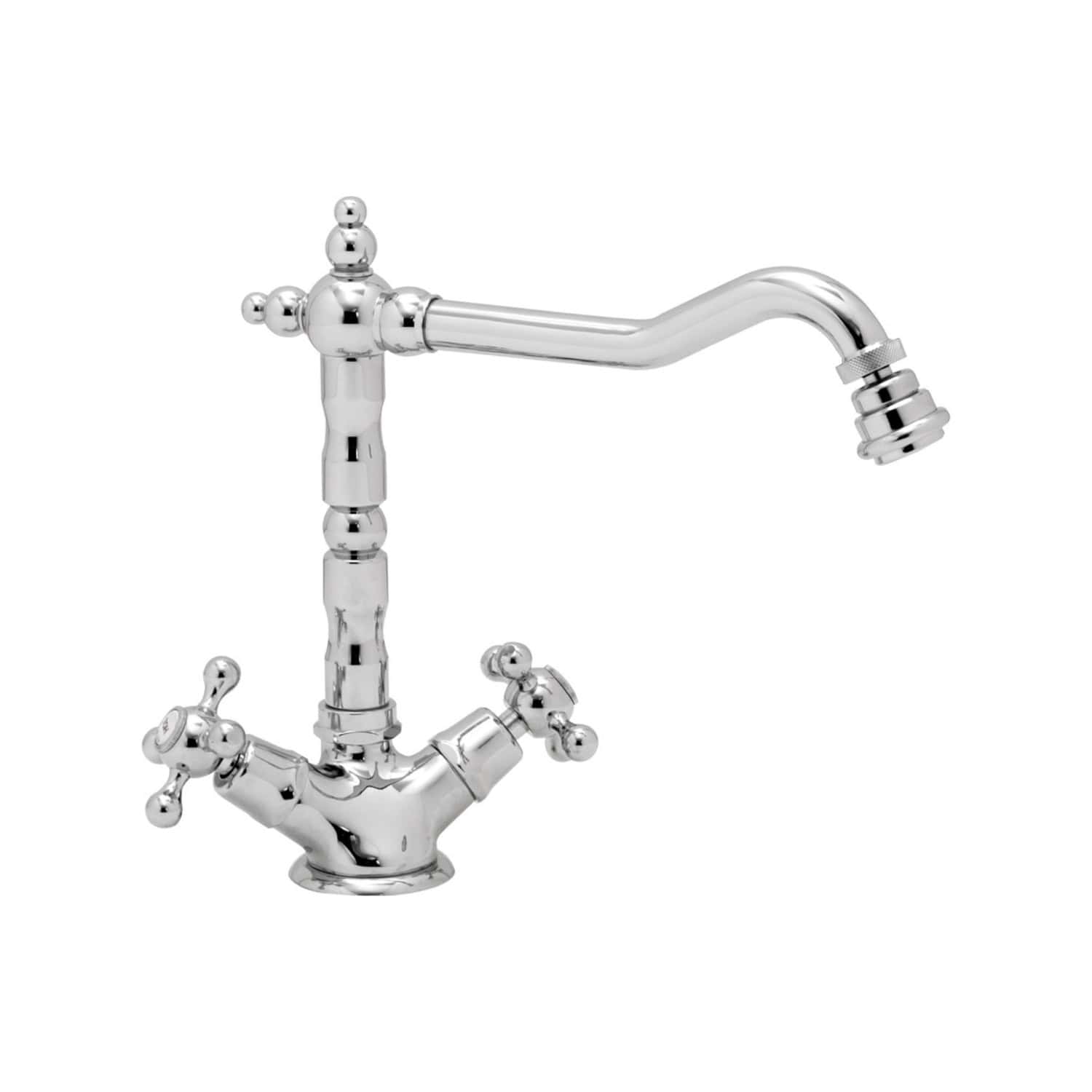 Polished chrome vintage-style kitchen tap with cross handles, suitable for traditional bathroom or kitchen sinks, high-quality Brass construction, easy to install.