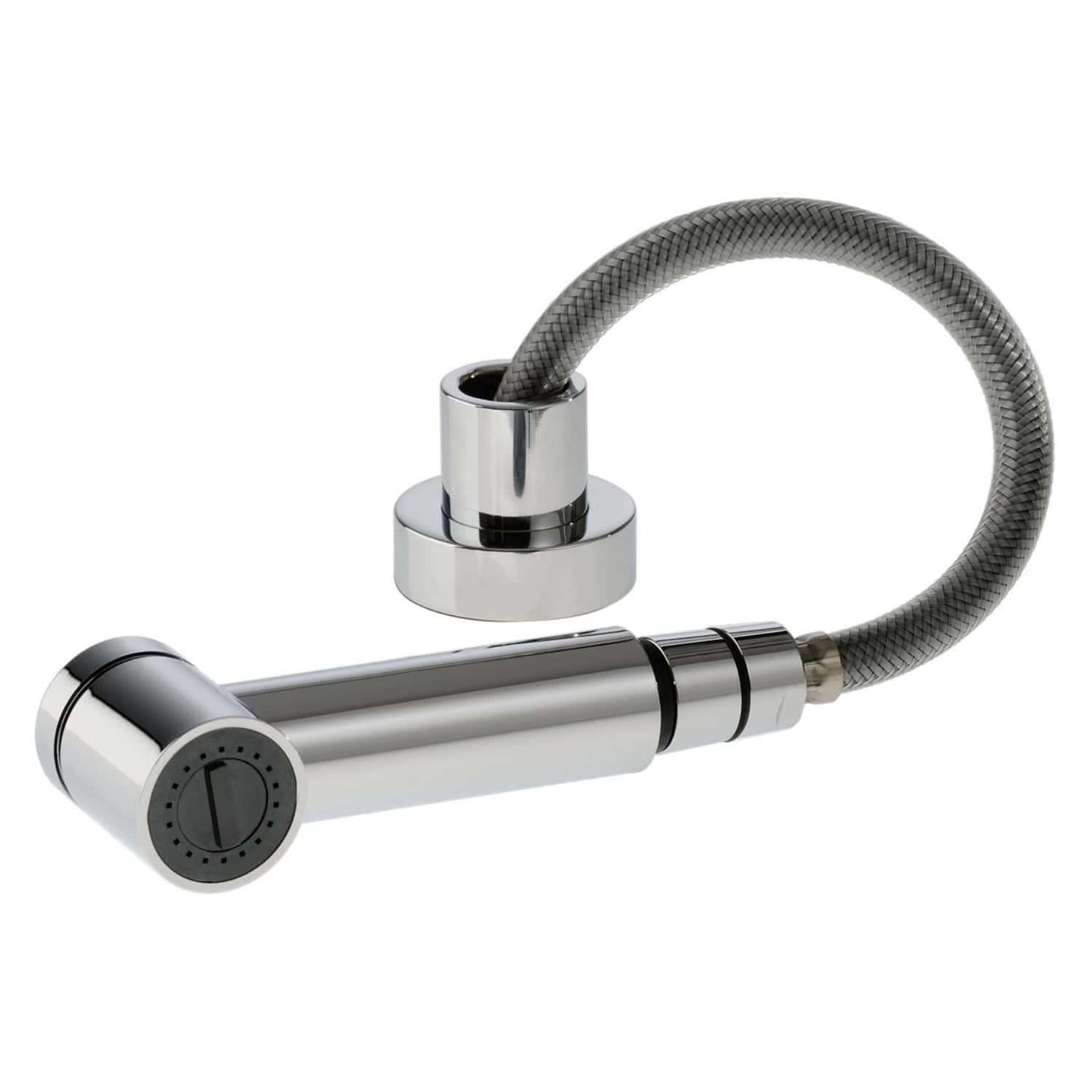 Flexible kitchen tap with a modern, chrome finish and integrated hose for easy water control. Ideal for contemporary kitchens and easy installation.