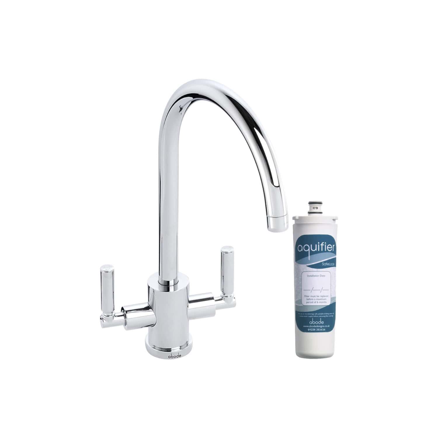 High-quality chrome kitchen tap with water filter system for modern bathrooms. Durable and stylish fixture ideal for sustainable water purification solutions in homes.