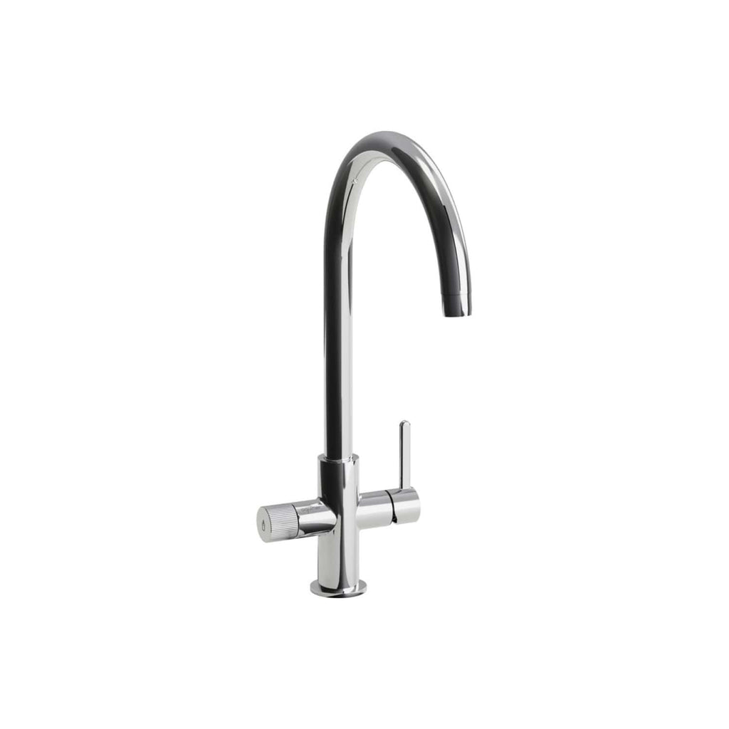 Sleek chrome kitchen tap with high-arc spout and single lever handle, ideal for modern bathroom or kitchen renovation. Durable and stylish, easy to operate and maintain.