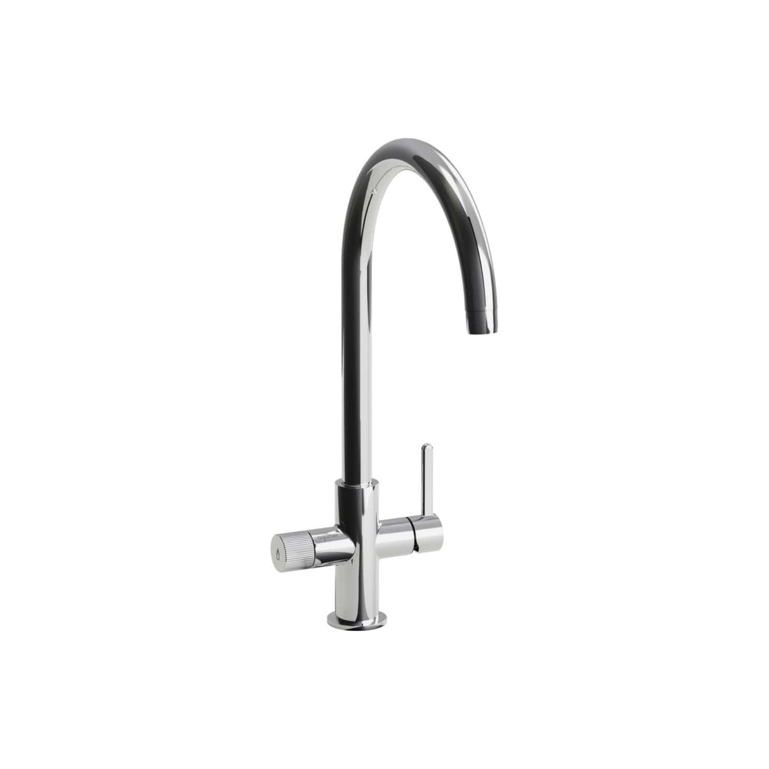 Sleek chrome kitchen tap with high-arc spout and single lever handle, ideal for modern bathroom or kitchen renovation. Durable and stylish, easy to operate and maintain.