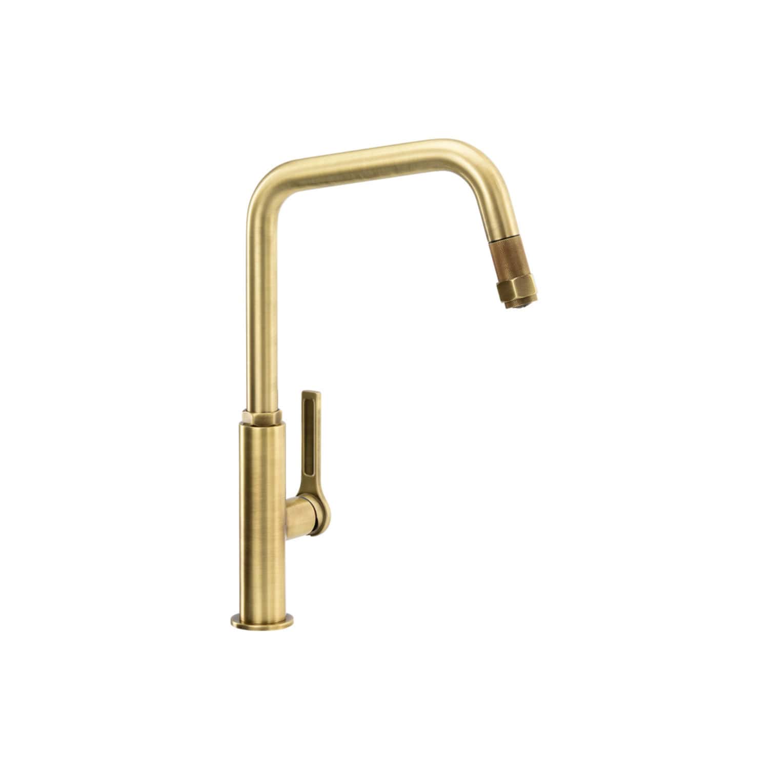 Polished gold kitchen faucet with single handle and modern design for luxury bathroom or kitchen installation. Durable, stylish, and perfect for contemporary bathroom updates.