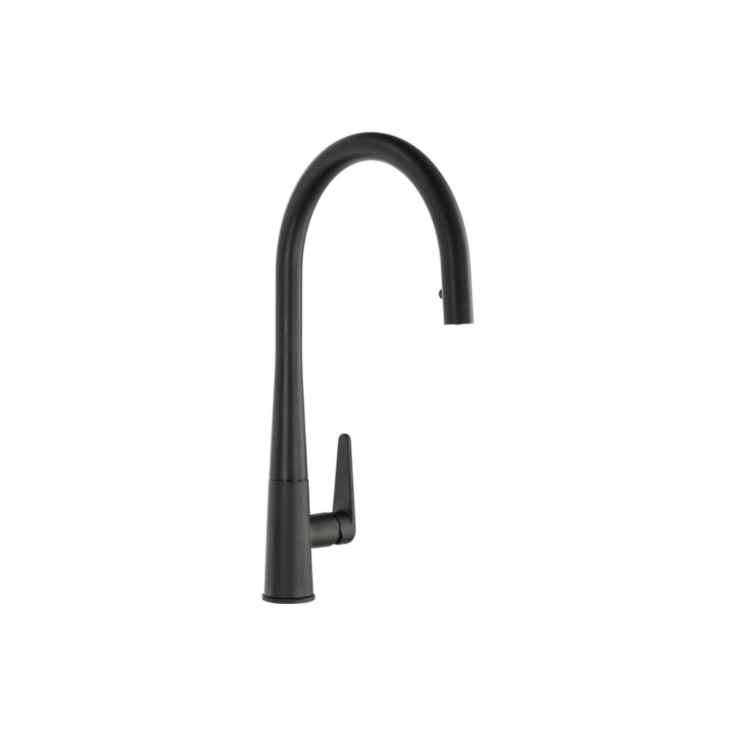 Modern black kitchen faucet with sleek curved design and single lever handle, ideal for contemporary bathroom or kitchen upgrades. Perfect for stylish, functional water fixtures.
