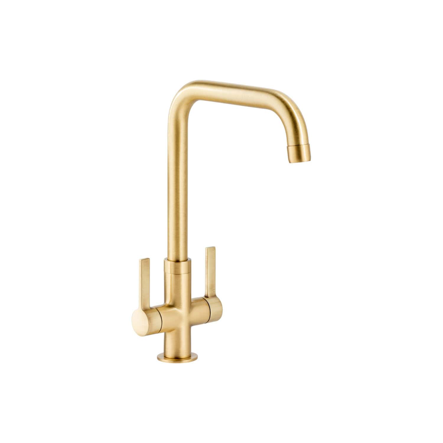 Brass kitchen mixer tap with modern design, ideal for upgrading bathroom or kitchen fixtures, featuring a sleek finish and easy operation. Perfect for enhancing contemporary bathroom environments.
