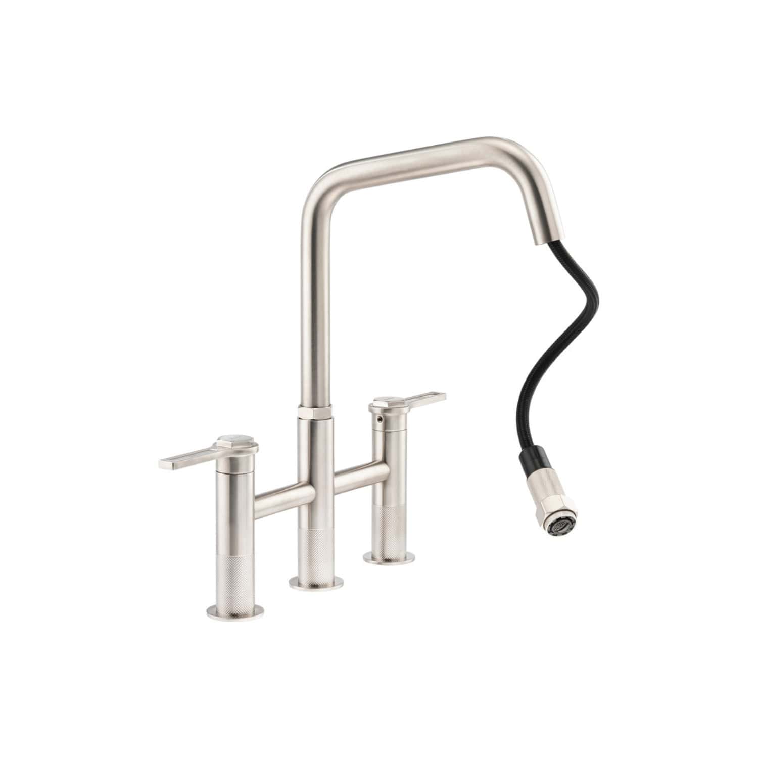 Stainless steel kitchen tap with flexible hose for easy installation and durable use, perfect for modern bathroom or kitchen renovations.