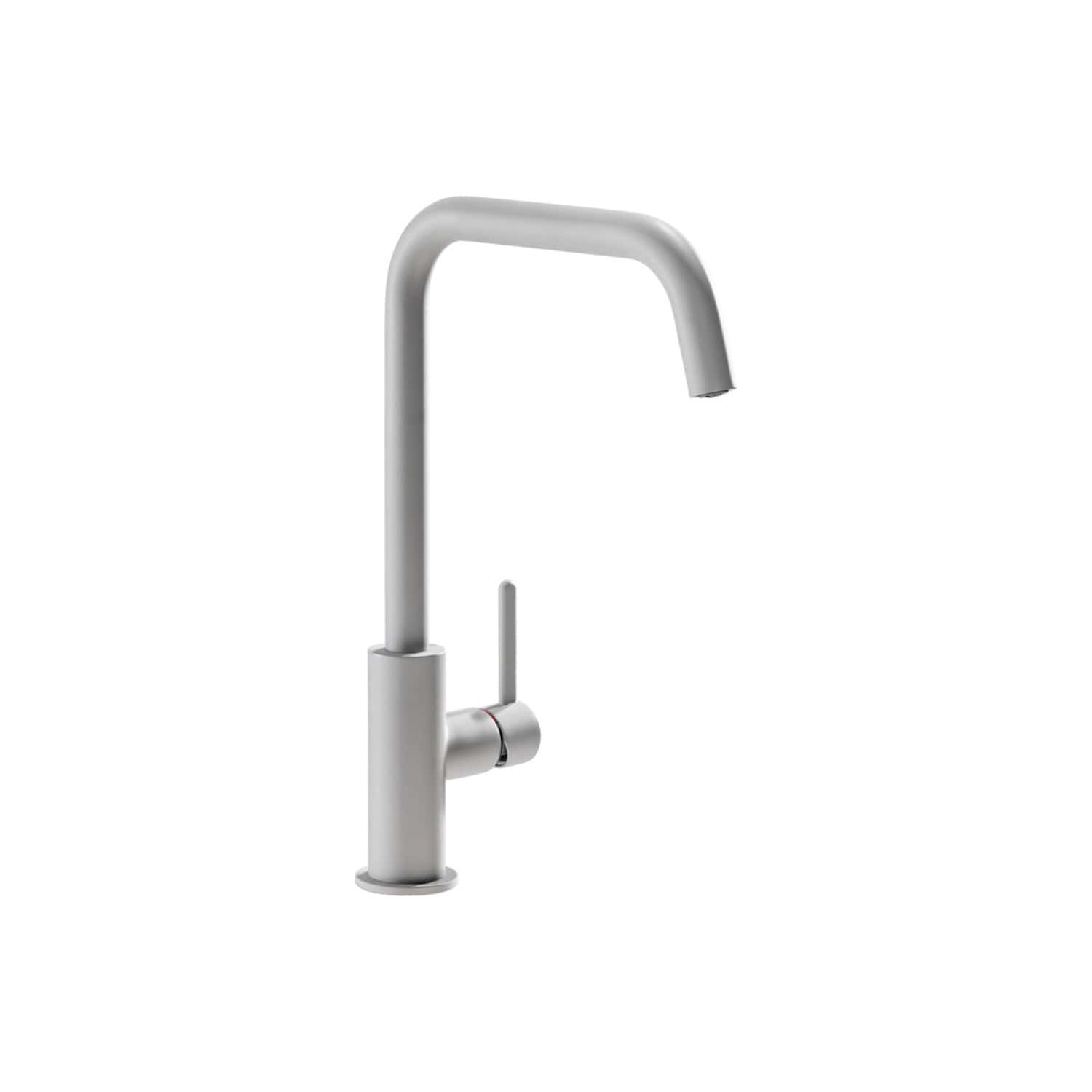 Sleek modern stainless steel kitchen tap with pull-out spray function and single lever for precise water control. Stylish design perfect for contemporary bathrooms or kitchens.
