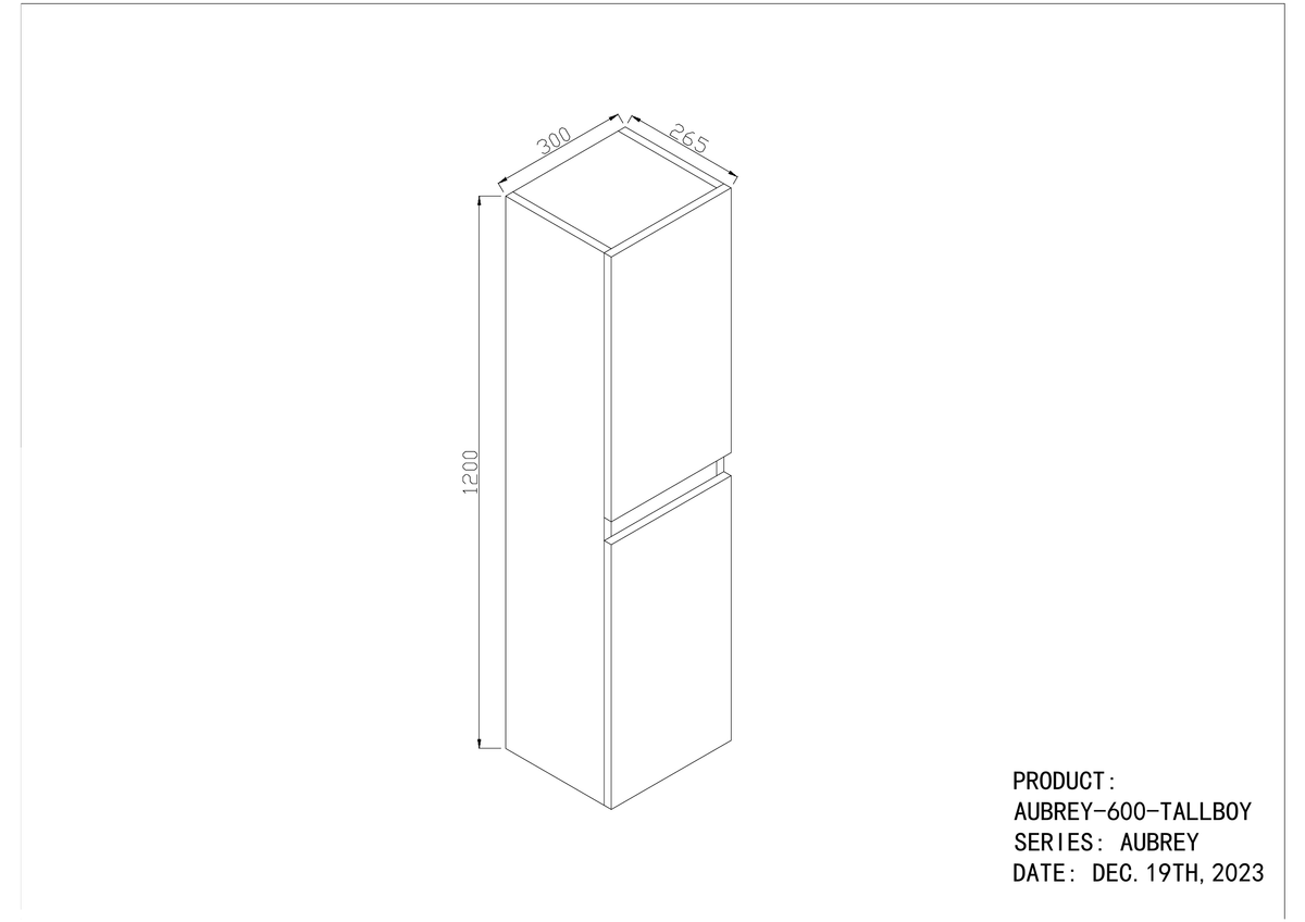 Scudo Aubrey Tall Storage Unit - technical drawing with dimensions