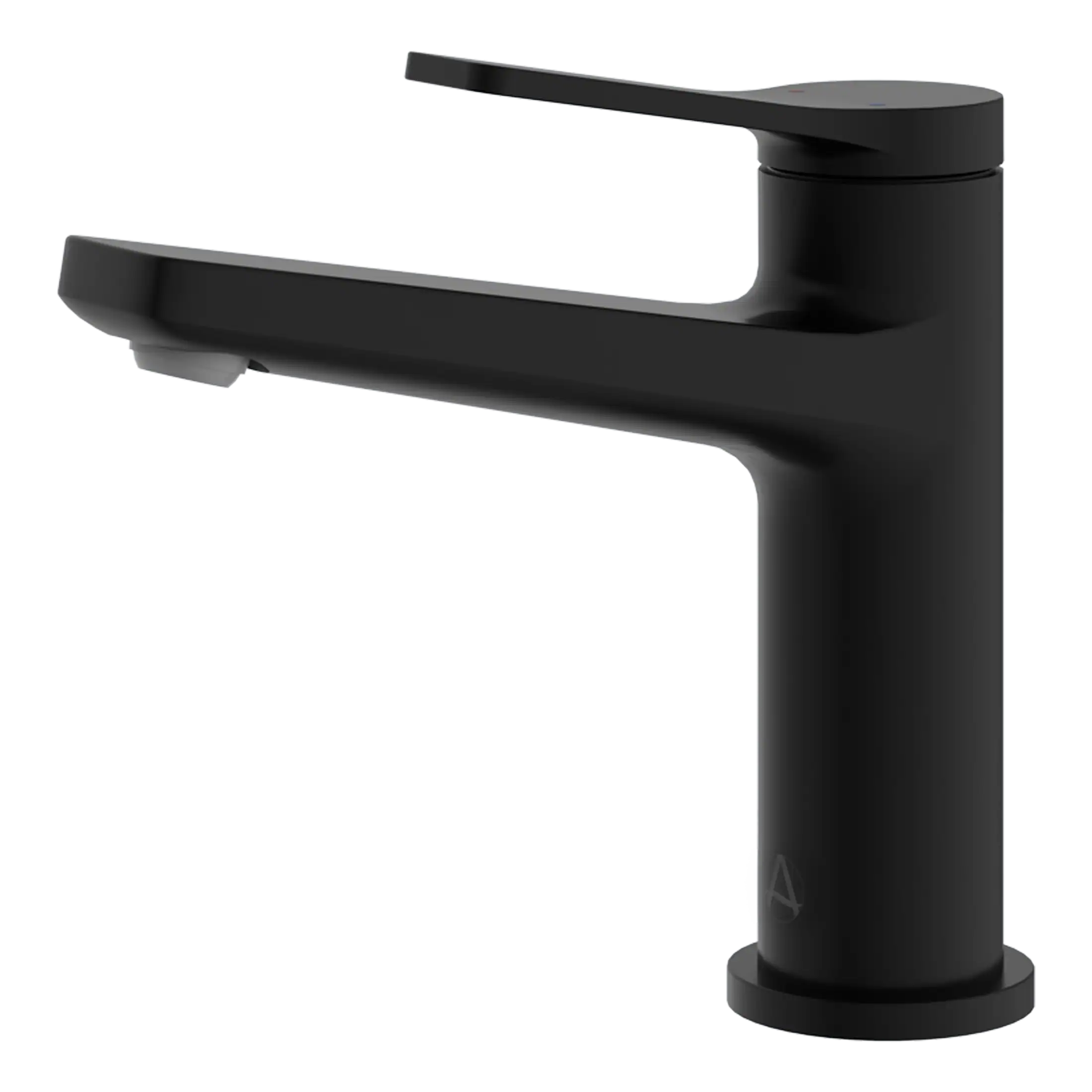 Black matte bathroom sink faucet with modern design and sleek finish, ideal for contemporary bathroom renovations and installations.