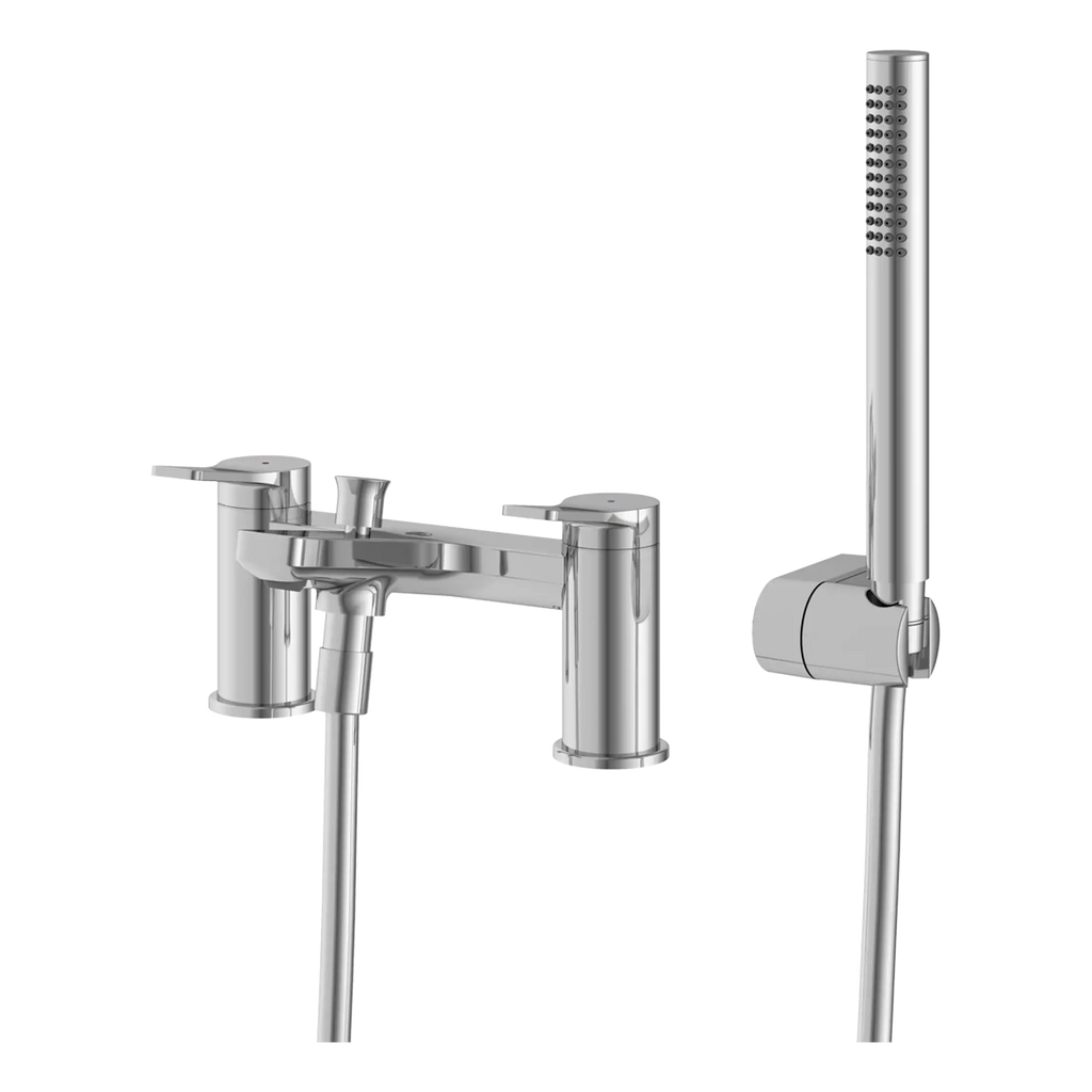 Shower faucet set with a handheld shower head, modern chrome finish, suitable for luxurious bathroom remodels, designed for ease of use and durability.