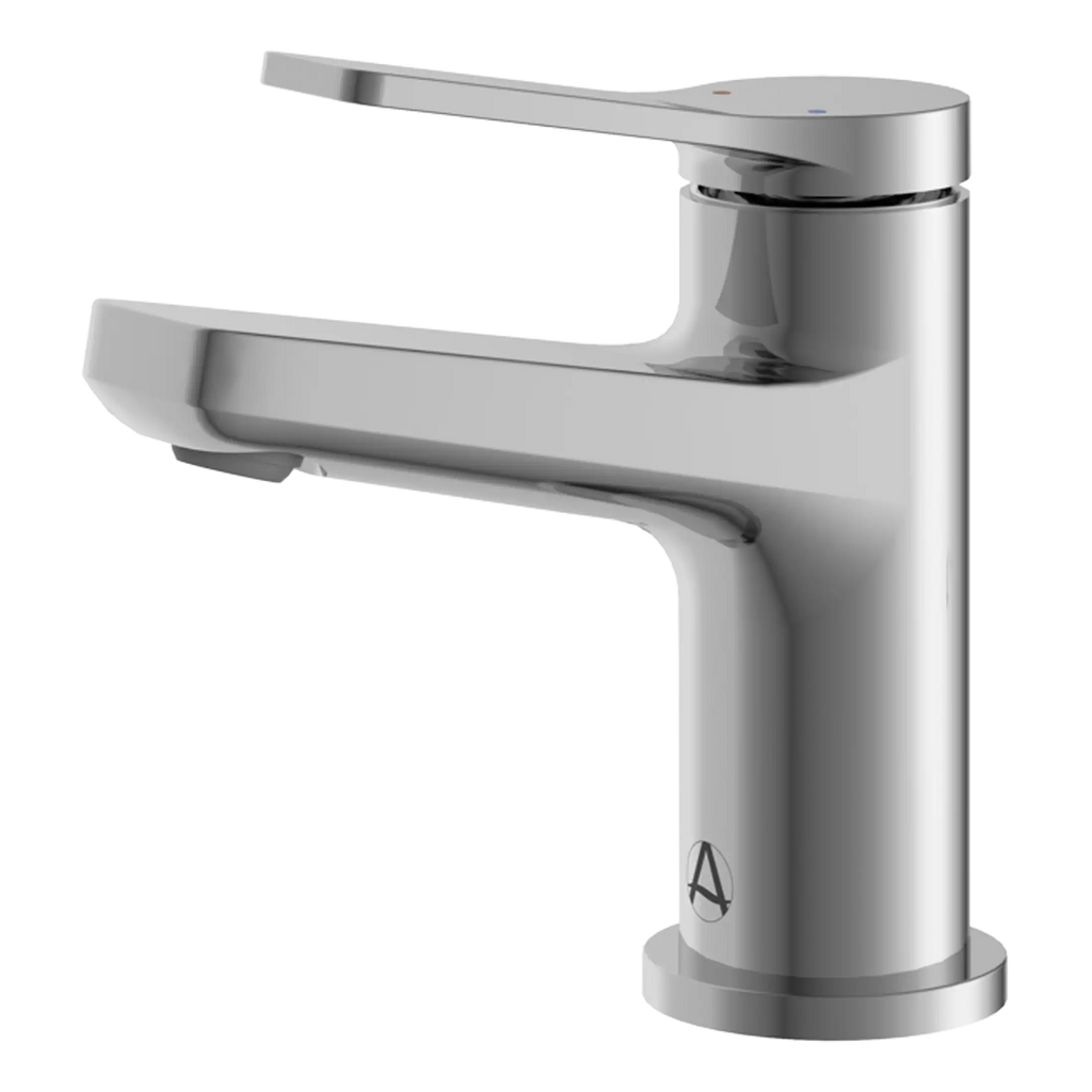 Sleek modern chrome bathroom faucet with vessel tap design, ideal for contemporary bathroom renovations and stylish basin installations.