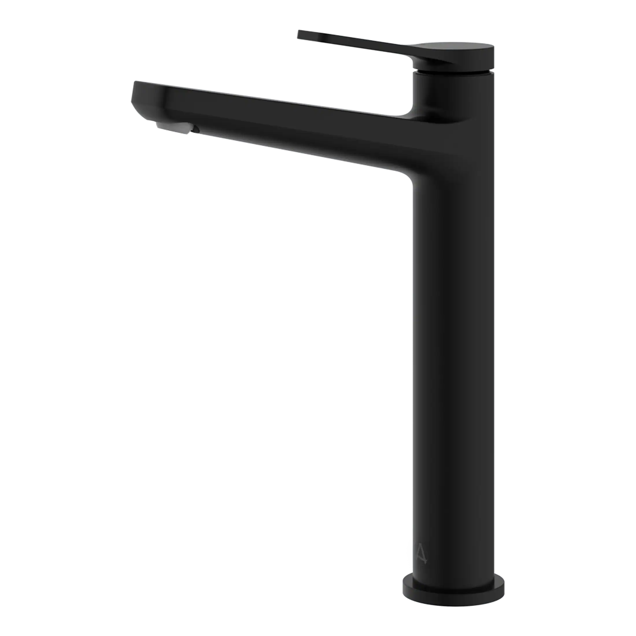 Sleek black bathroom sink tap with modern minimalist design, ideal for contemporary bathroom fixtures and accessories.