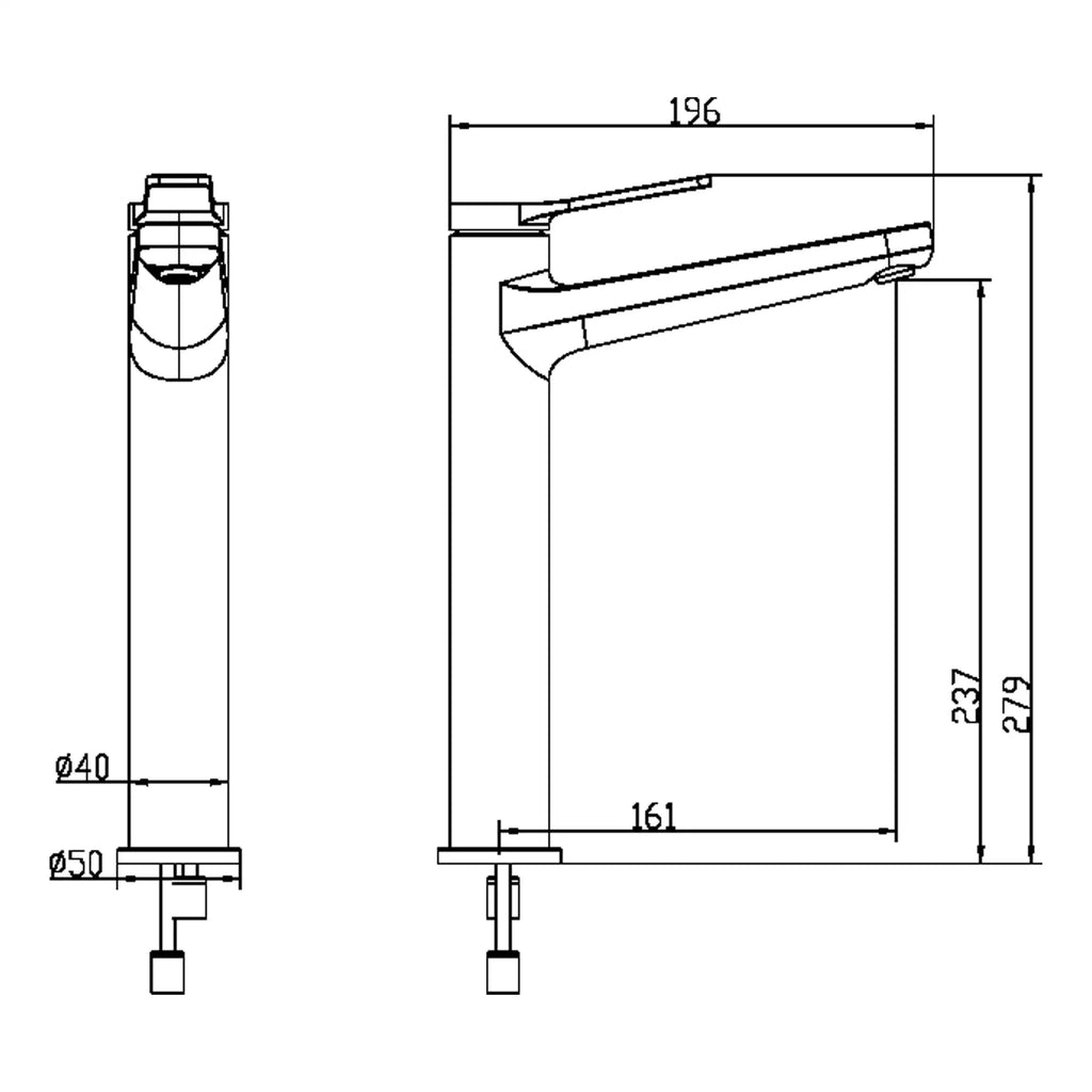 Modern bathroom sink installation technical drawing, showcasing dimensions and plumbing specifications for custom bathroom fixtures. Ideal for bathroom renovation projects and professional plumbing setups.
