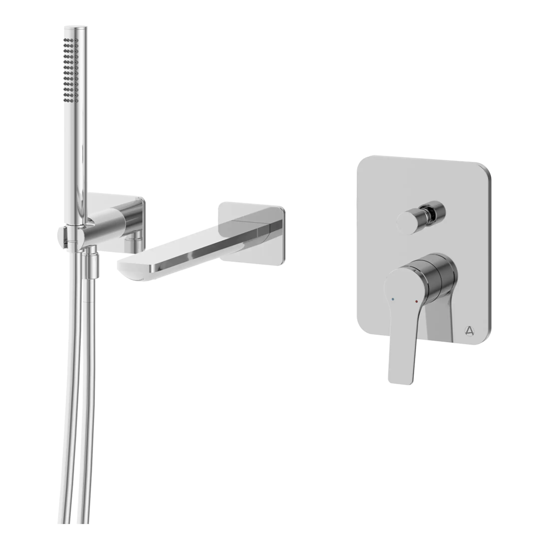 Flexible shower mixer with digital controls and wall-mounted panel for modern bathroom installations.