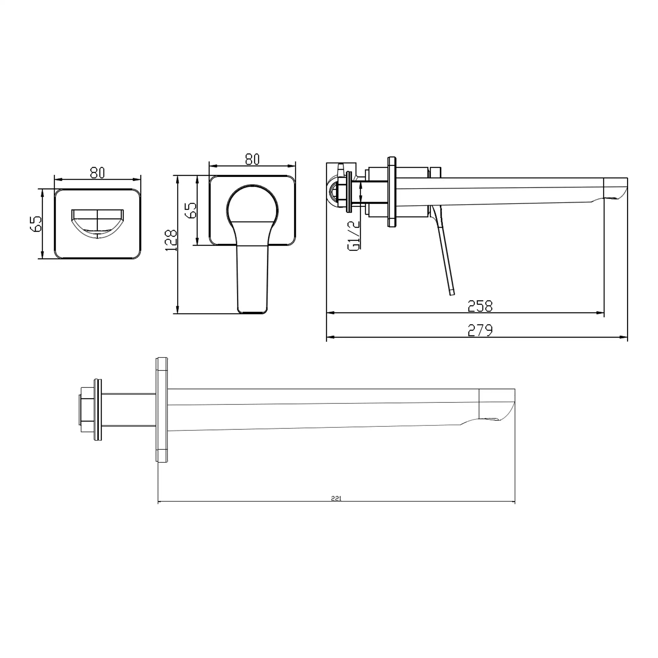 High-quality technical drawings of Bubly Bathrooms plumbing fixtures, including measurements and installation details, ideal for bathroom renovation and plumbing projects.