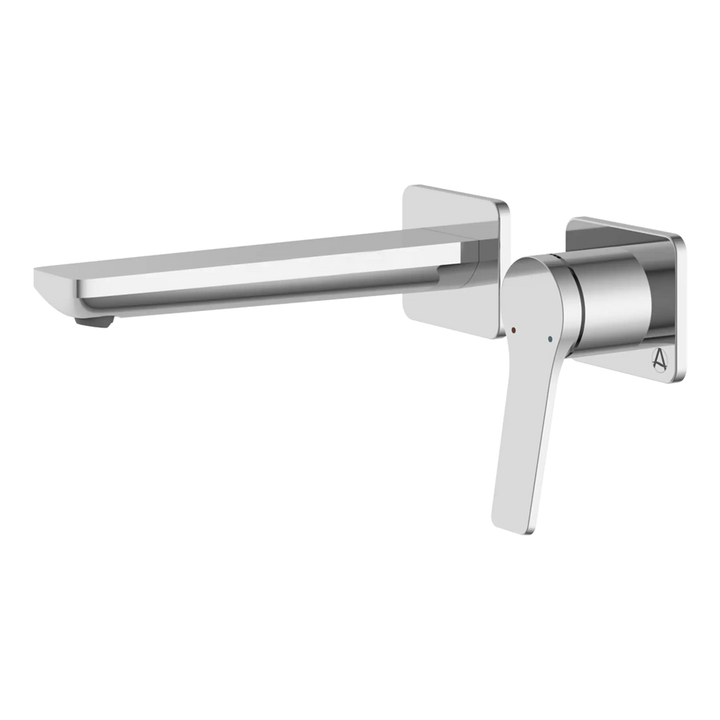 Adjustable modern shower arm in sleek silver finish for contemporary bathrooms.