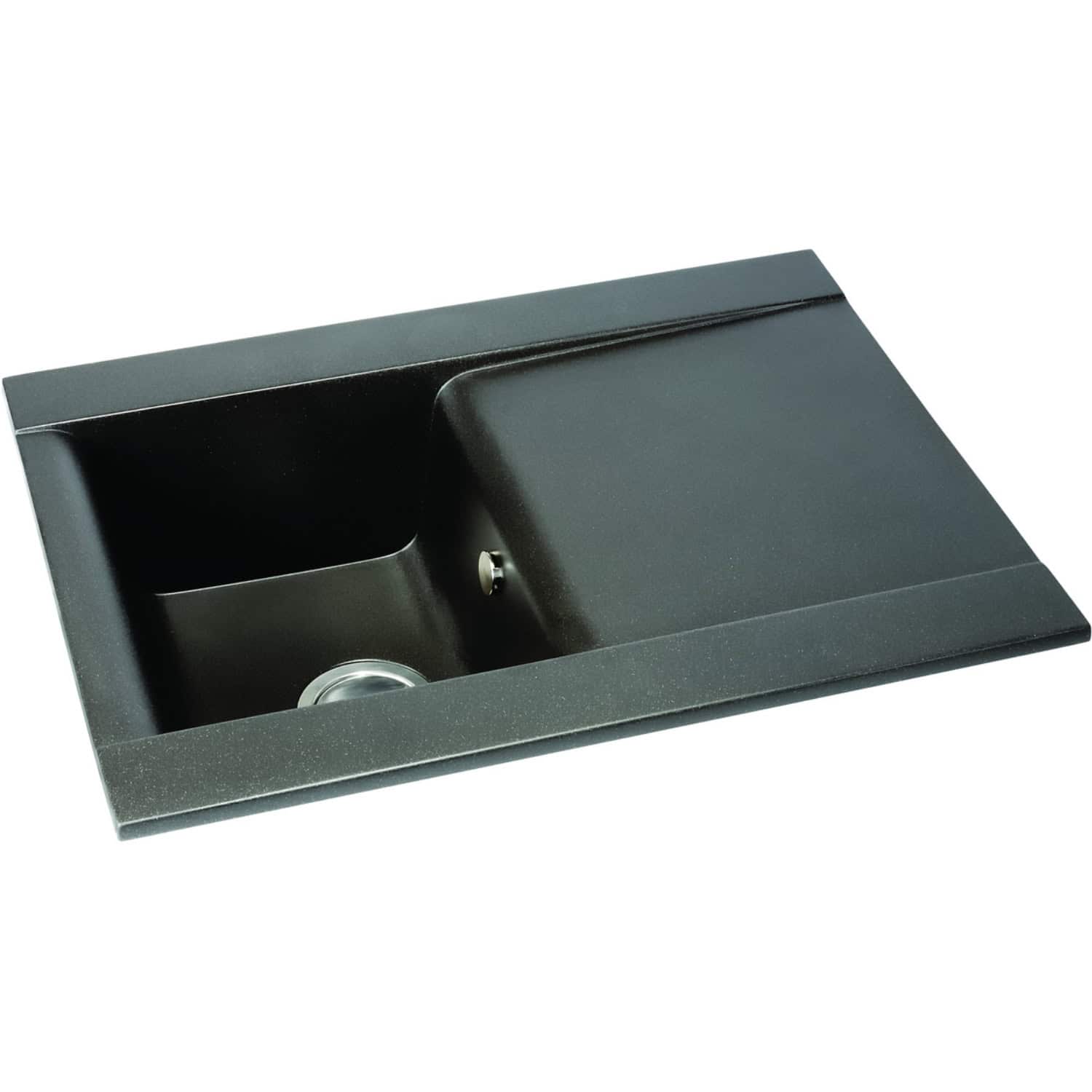 Stainless steel kitchen sink with integrated draining board, modern design, perfect for contemporary bathrooms and kitchens. Durable material and sleek finish ideal for stylish bathroom renovations.