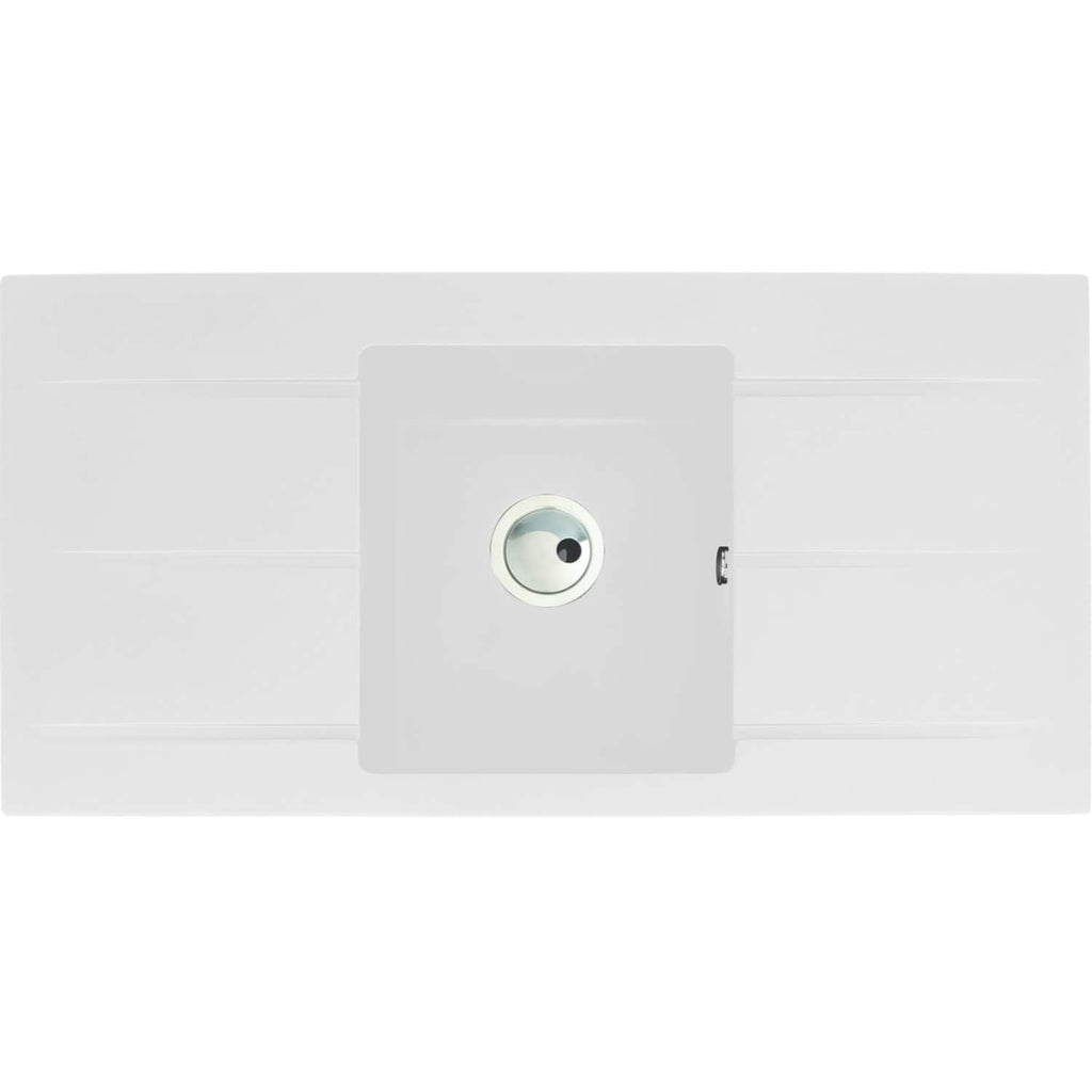 Aluminium kitchen sink with a central waste disposal, modern design, durable material, and easy-to-clean surface, ideal for contemporary kitchens.