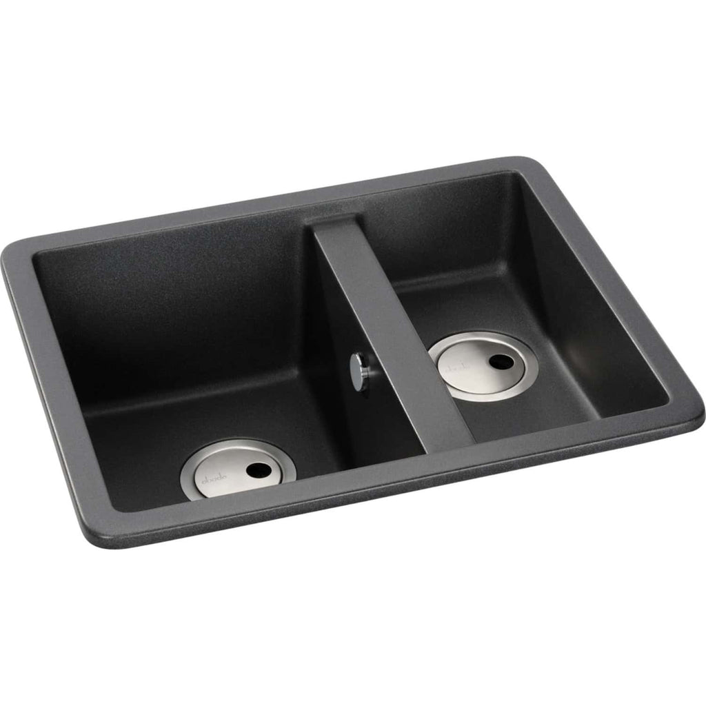 Stainless steel double kitchen sink with a centre divider, modern design, robust construction, ideal for contemporary bathrooms and kitchens, easy to clean, and perfect for everyday use.