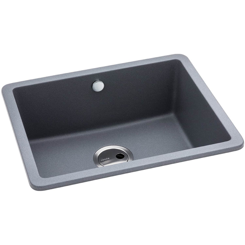 Sleek grey kitchen sink with durable composite material, modern design, and easy-to-clean surface, ideal for contemporary bathrooms and kitchens.
