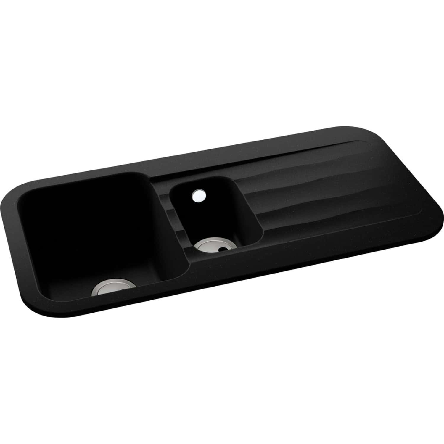 High-quality black kitchen sink with dual basins and drainage area, ideal for modern bathroom or kitchen renovation projects. Durable, sleek, and easy to install.