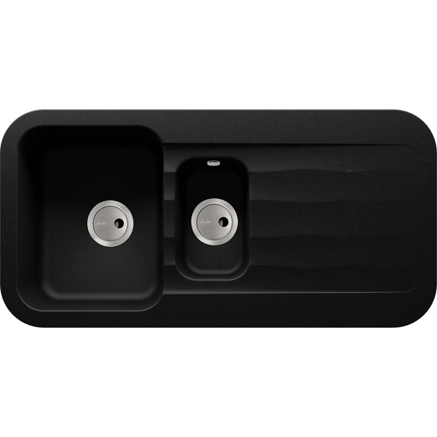 Sleek black kitchen sink with integrated double-drain and modern design, perfect for contemporary bathrooms and kitchens. Durable, stylish, and functional, ideal for enhancing bathroom aesthetics and utility.