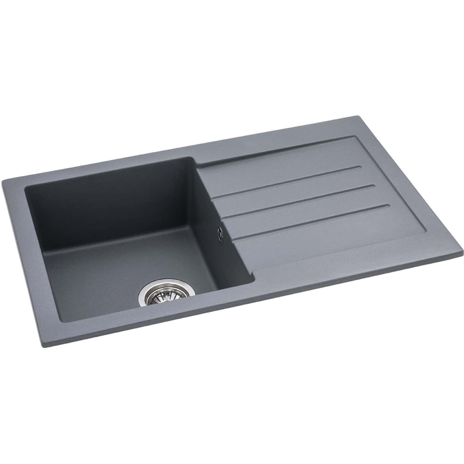 Stainless steel kitchen sink with integrated drainer and modern design, ideal for contemporary bathrooms and kitchens, offering durability and style for efficient water drainage.