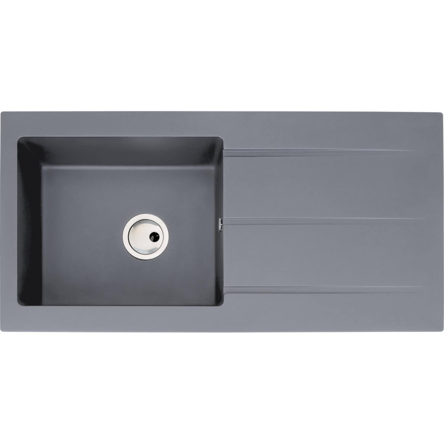 Sinksupply grey undermount kitchen sink with integrated draining board, modern stainless steel design for contemporary bathrooms and kitchens.