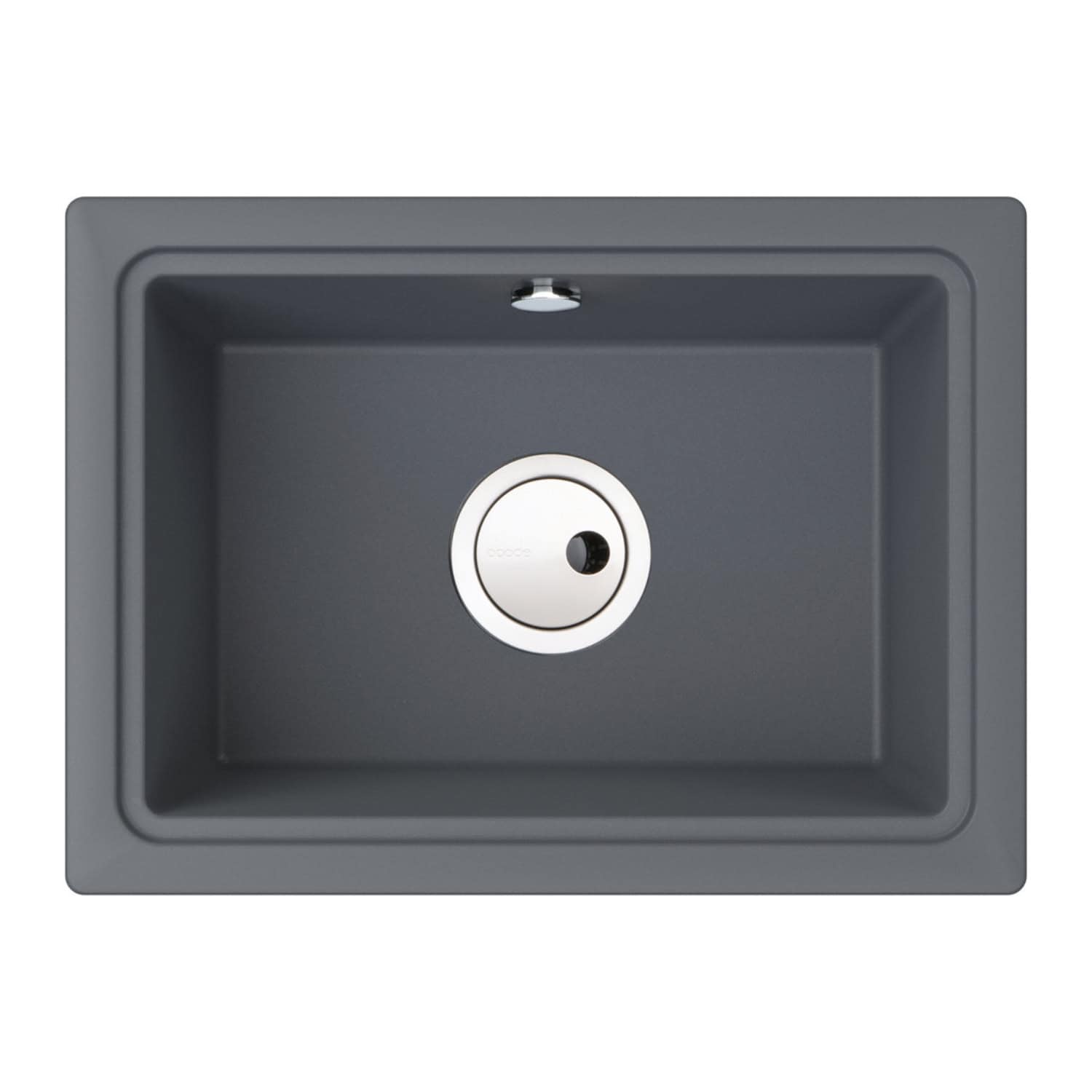 Modern grey kitchen sink with integrated drain and sleek design, ideal for contemporary bathrooms; durable ceramic construction.