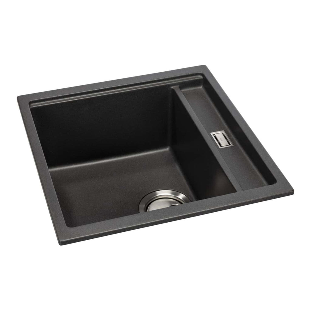 Stainless steel kitchen sink with integrated USB charging port, modern design, durable material, suitable for contemporary bathrooms and kitchens, easy to clean.