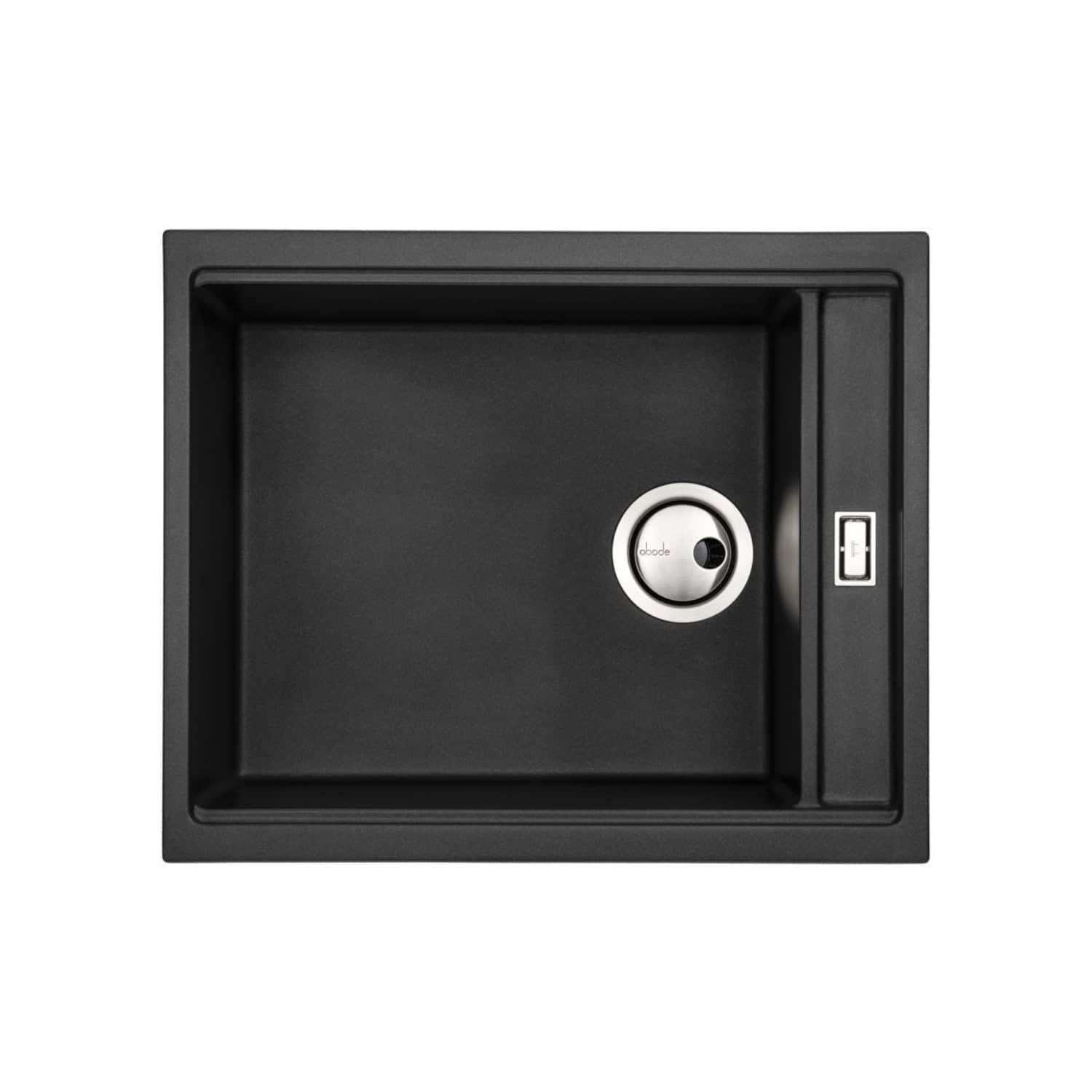 Sleek black kitchen sink with integrated drainage area and modern design, ideal for contemporary bathrooms and kitchens. Features a durable, easy-to-clean surface with a built-in USB port for convenience.
