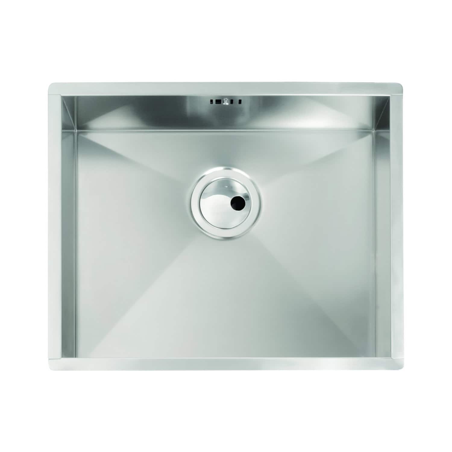 Shiny stainless steel kitchen sink with single basin and modern design, perfect for contemporary bathrooms or kitchens, featuring a sleek finish and durable construction.