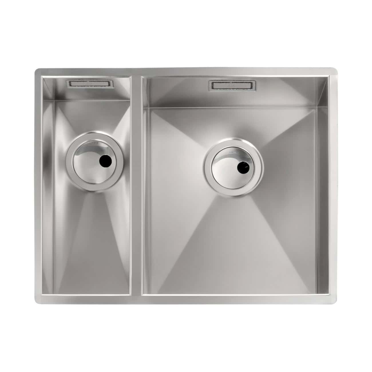 Stainless steel kitchen sink with dual bowls from Bubly Bathrooms, modern design, durable construction, ideal for contemporary kitchens. Perfect for installation and precision drainage.