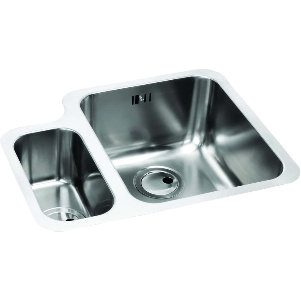 Stainless steel kitchen sink with double basin, modern design, and durable construction for efficient washing and food prep. Ideal for contemporary bathrooms or kitchens.