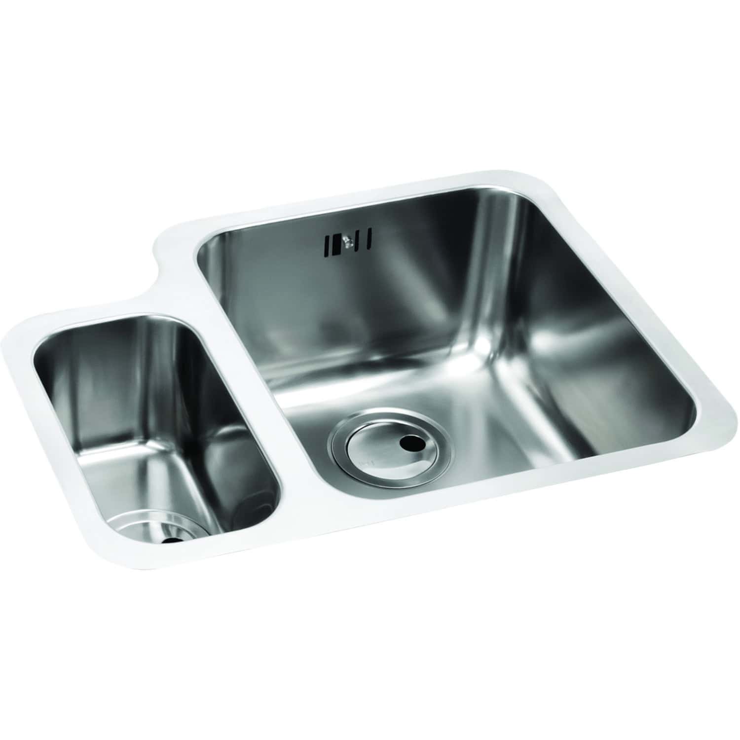 Stainless steel kitchen sink with double basin, modern design, and durable construction for efficient washing and food prep. Ideal for contemporary bathrooms or kitchens.