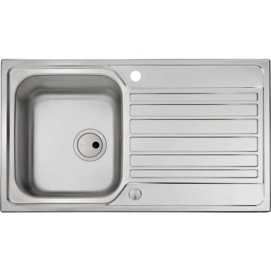 Stainless steel kitchen sink with drainer and single bowl, ideal for modern kitchen renovation and plumbing installations. Durable, easy to clean, and perfect for home or commercial kitchens.