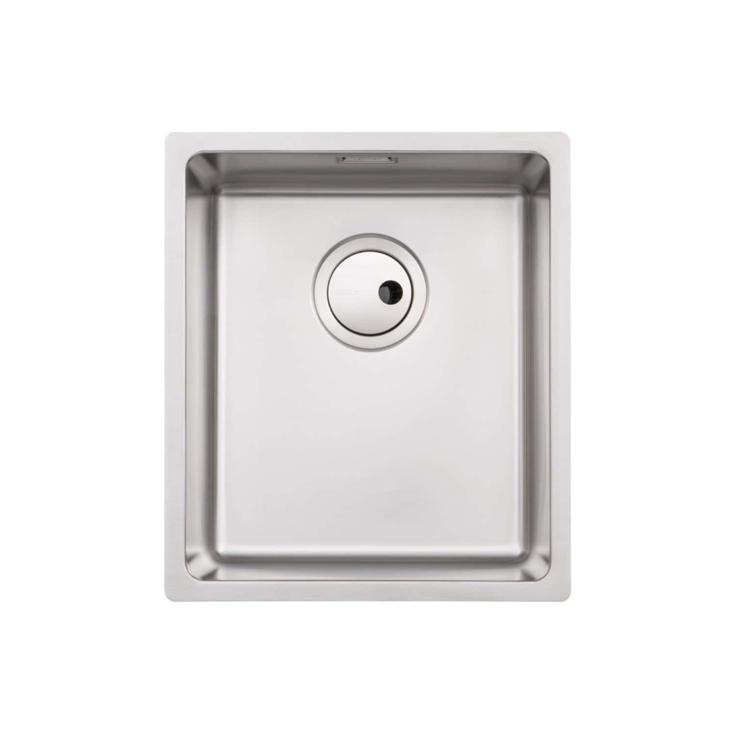Polished stainless steel kitchen sink with single basin and round drain, suitable for modern bathroom or kitchen use. Durable, easy to clean, and designed for efficient water drainage.